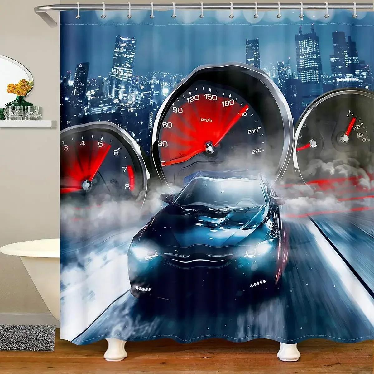 

Car Fabric Bathroom Shower Curtain Sports Car Shower Curtains Cool Automobile Speed Racing Car Shower Curtain,Waterproof W60H190(CM)-1 Pcs