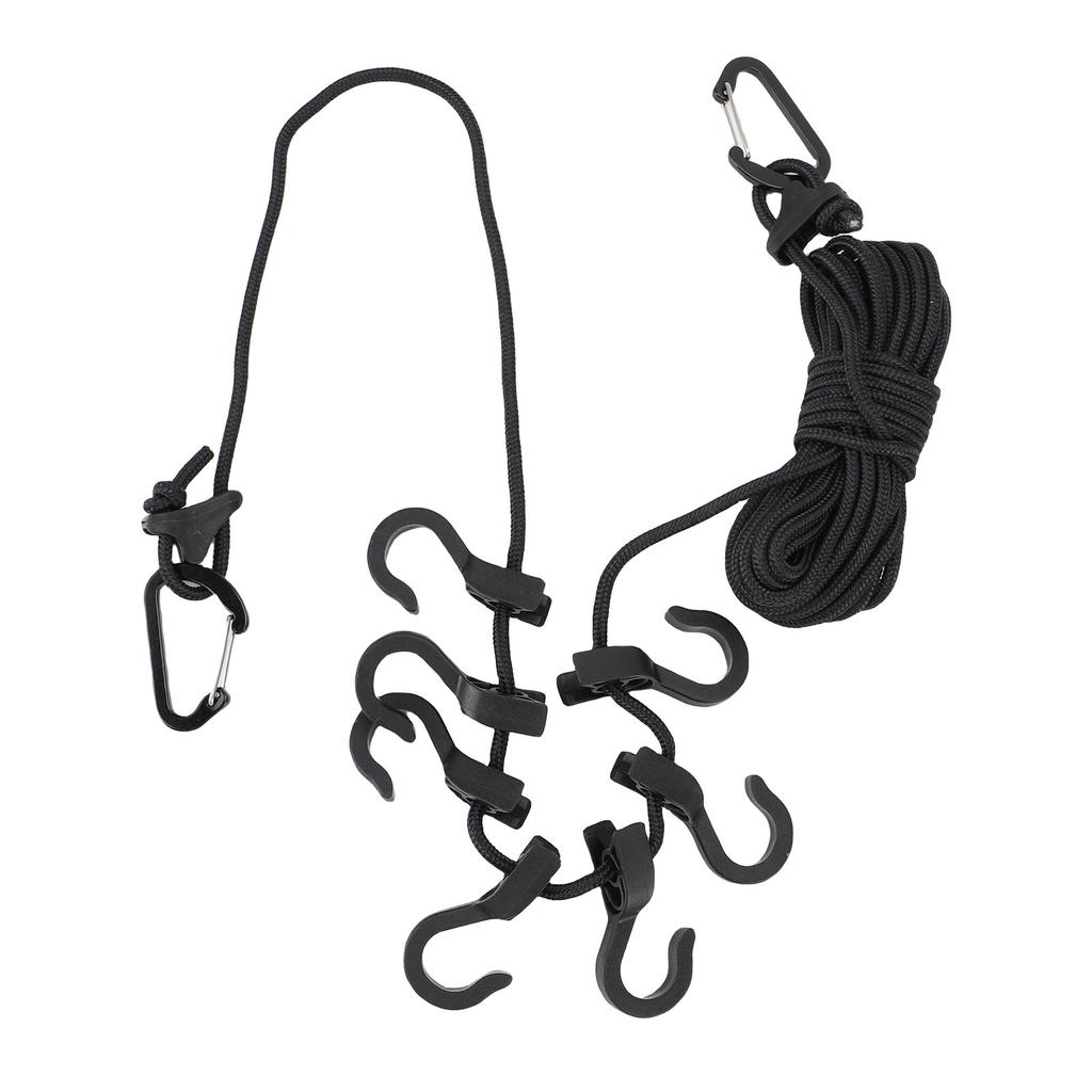 Portable Travel Clothesline   16.4ft Length Clothes Drying Rope Windproof 5m Clothesline with Hooks for Outdoor Camping