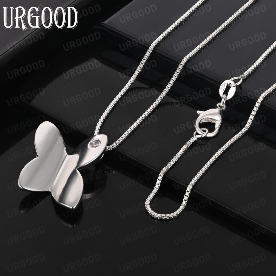 925 Sterling Silver Butterfly AAA Zircon Pendant Necklace Fashion Wedding Jewelry