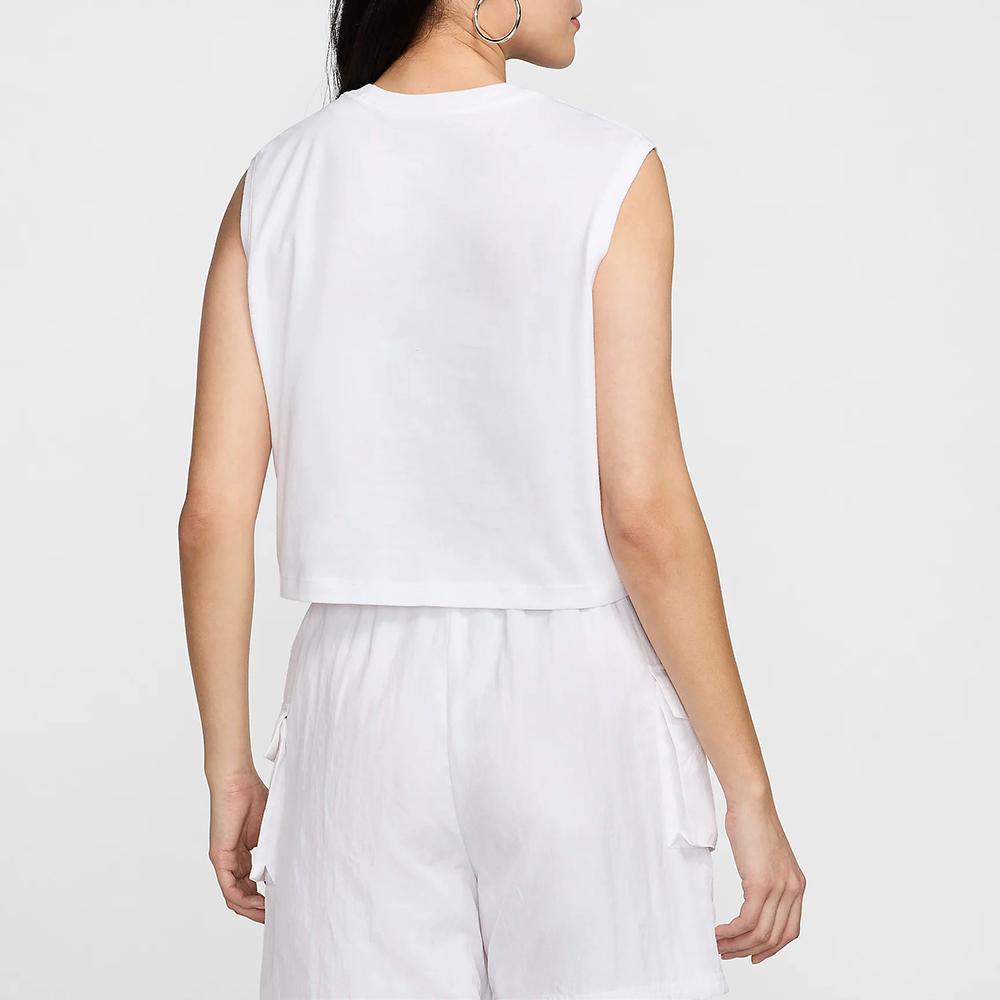 Nike Logo Embroidered Sports Crew Neck Tank Top Women Tops White FV5506-100
