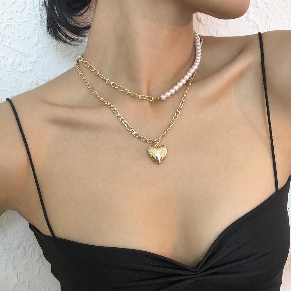 IF ME Classic Women Metal Gold Multilayer Necklace Silver Rose Pendant Necklace Dice Sun Decoration Accessories Temperament Jewelry