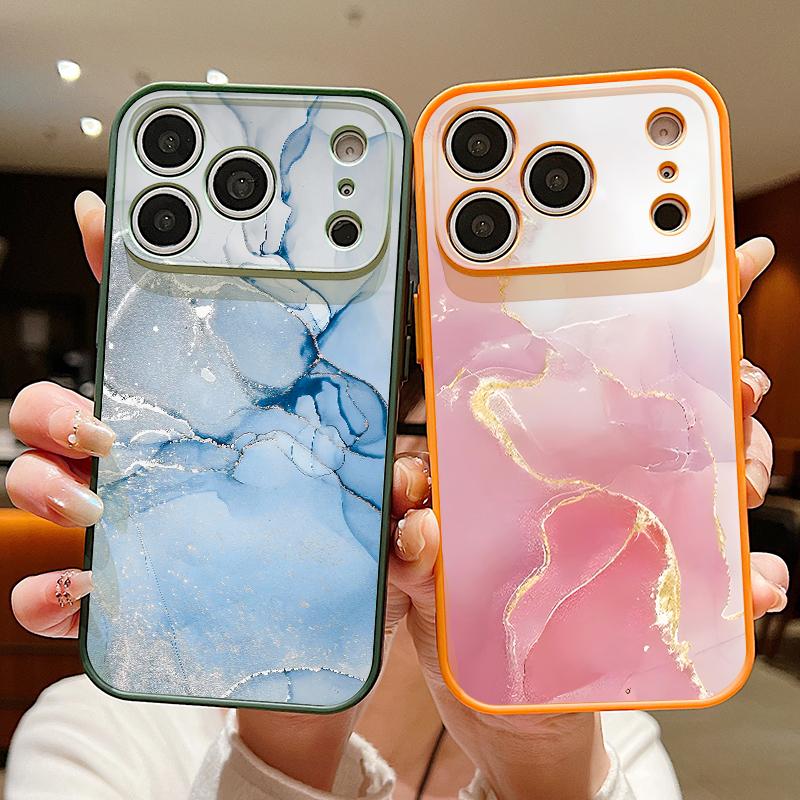 Golden Marble Pattern Case For iPhone 17 Pro Max Magnetic For Magsafe Hybrid Slim Matte Cover For iPhone 16 15 14 13 Pro Max