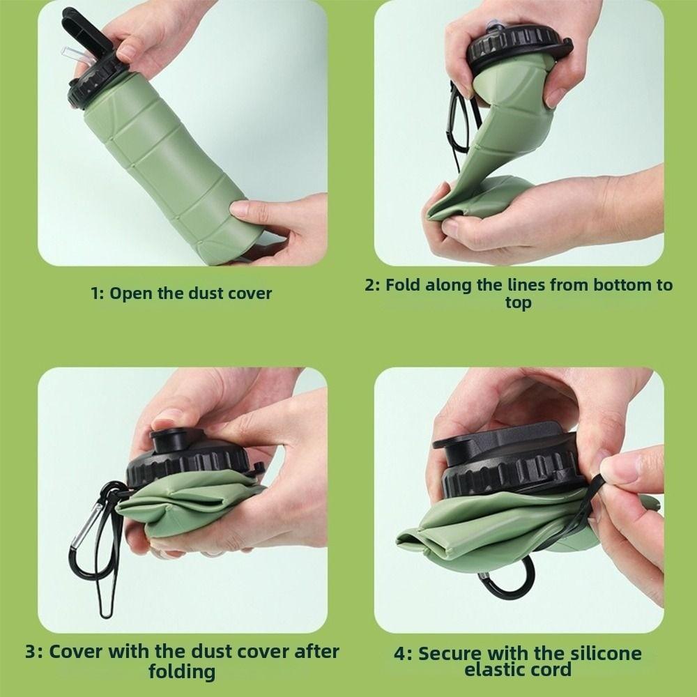 Silicone Sports Water Bottle 650ml Folding Water Cup Portable Foldable Water Bottle Cycling