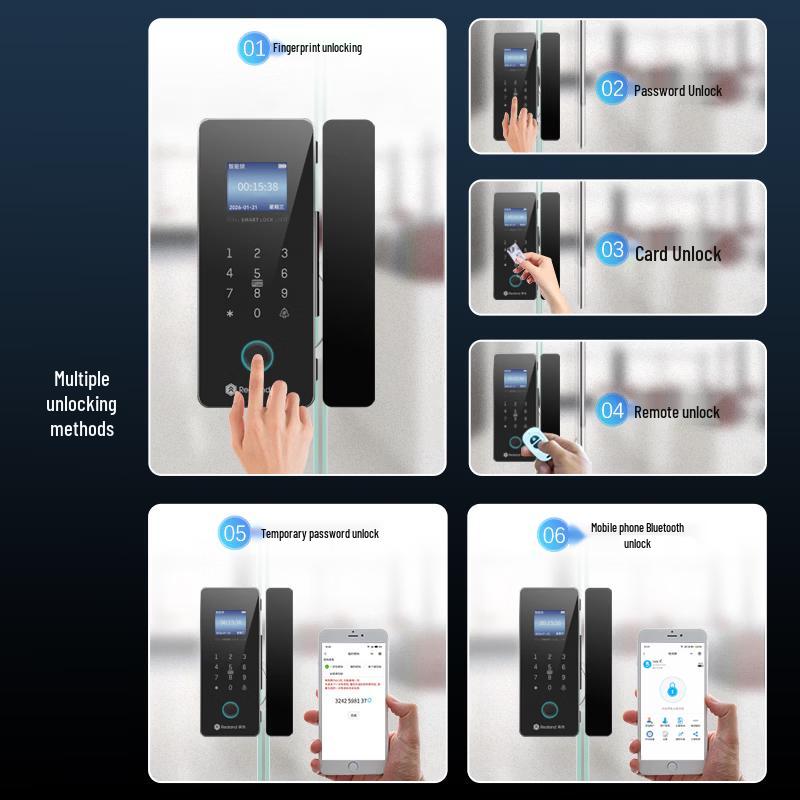 Realand ZD209 Smart Glass Door Fingerprint Access Lock CN plug (adapter included)