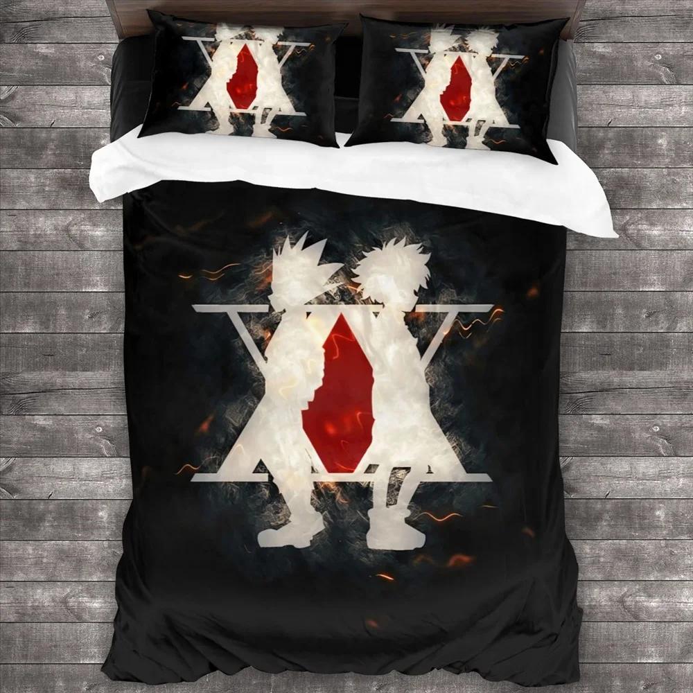 Anime Hunter X Hunter Bedding Set 3 Pieces Cartoon Duvet Cover Quilt Cover Japanese Manga Home Textiles Bedroom Decor