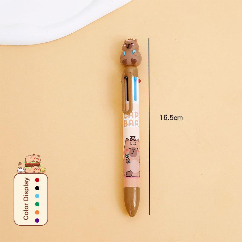 Cartoon Capybara Multicolor Ball Pen Ballpoint Pen Multicolored Pens Colorful Refill Multifunction 6/4 Colors In One Student