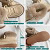 Schneestiefel Damen Kuh Wildleder Schnürstiefeletten Warme Wolle Damen Winterfell Schuhe Handarbeit