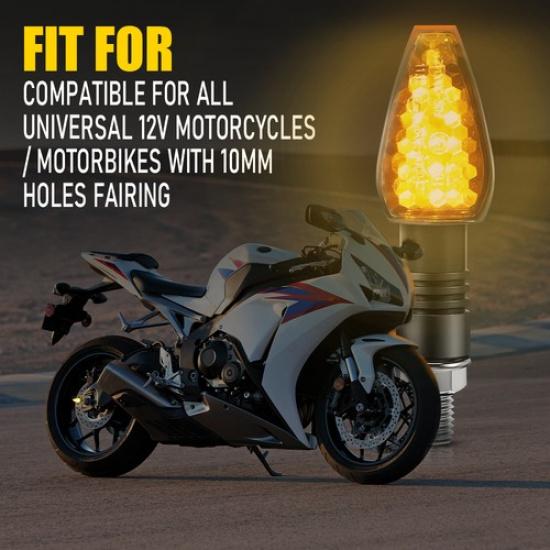 4X Mini Motorcycle LED Turn Signals Blinker Light Indicator Amber Lamp Universal
