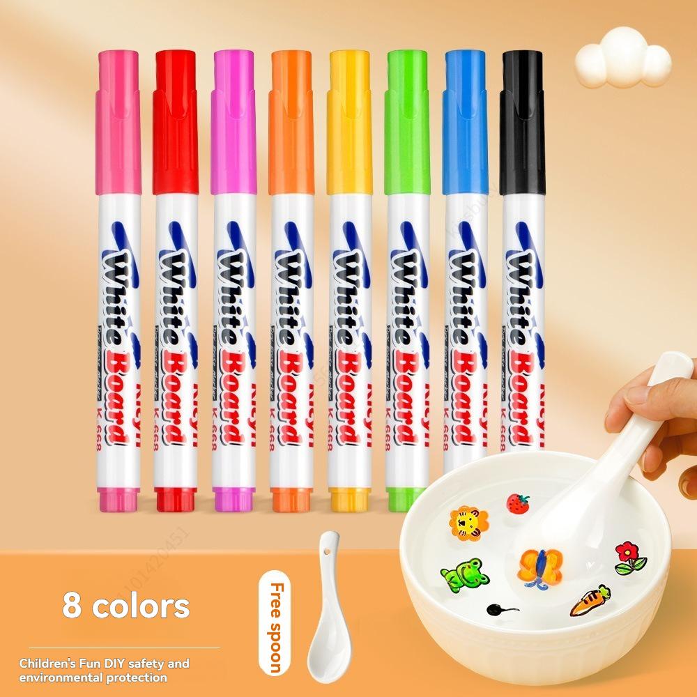 Water Floating Pen Magical Ink Pens With Spoon Floating Color Water Painting Floating Chalk Art Graffiti Drawing Set For Kids