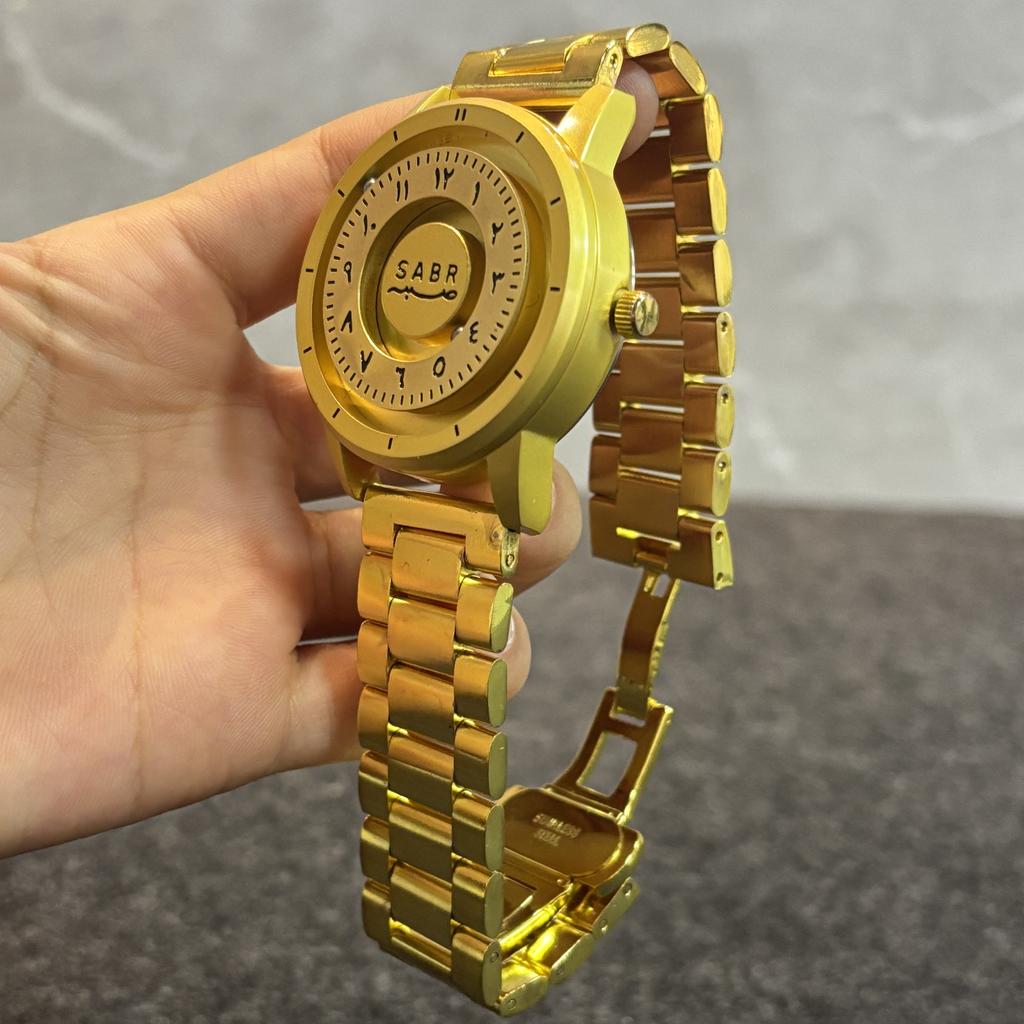 Sabr Arabic Numeral Watch Magnetic Bead Pointer Watch No Mirror Gold Arabic Numeral Watch Set Top Luxury Men's Watch