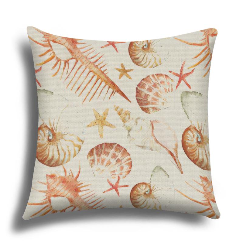 Linen Pillowcase, Marine Life Printing Cushion Cover 40x40 50x50 60x60, Suitable for Bed Car Sofa, Pattern Can Be Customized