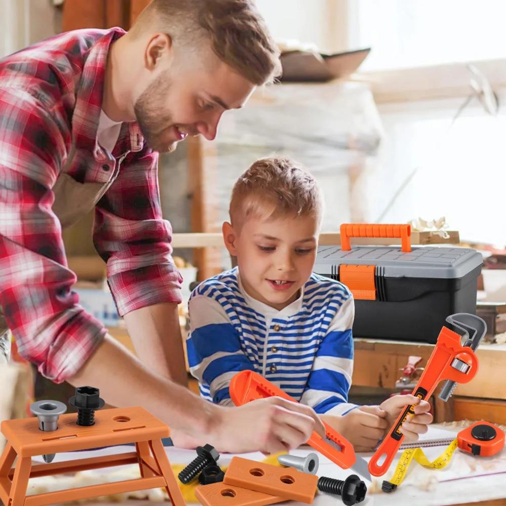 44-Piece Set Pretend Play Tools Toy Kit with Electric Drill Building Tools Toy Box for Kids Boys And Girls with Chair