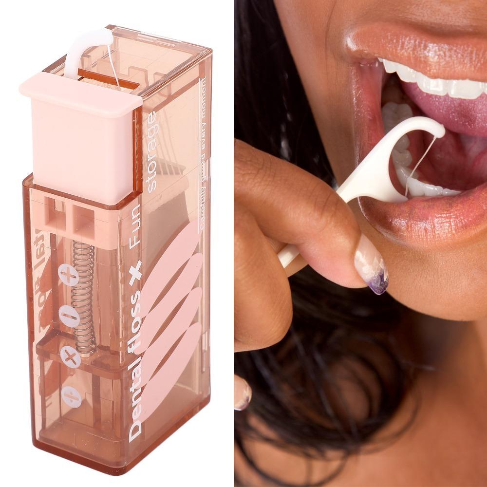

3 Pcs Refillable Floss Pick Case Auto Popping Floss Pick Holder Durable Dental Floss Dispenser Home розовый