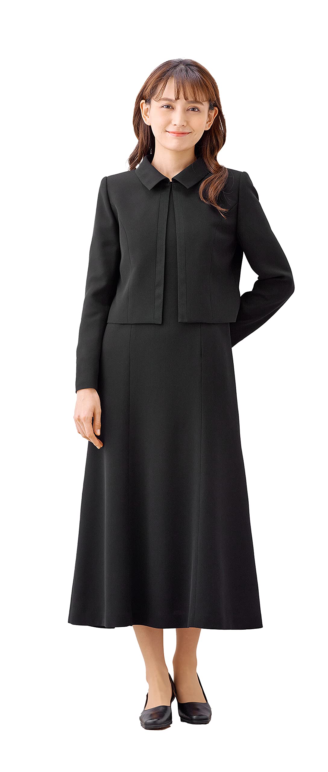 

Черная формальная одежда для траура, длинная спереди, формальная для женщин [Маргарет Голд], ансамбль, длина, разрез, носить, свадьбы, похороны, m472-07 чёрный