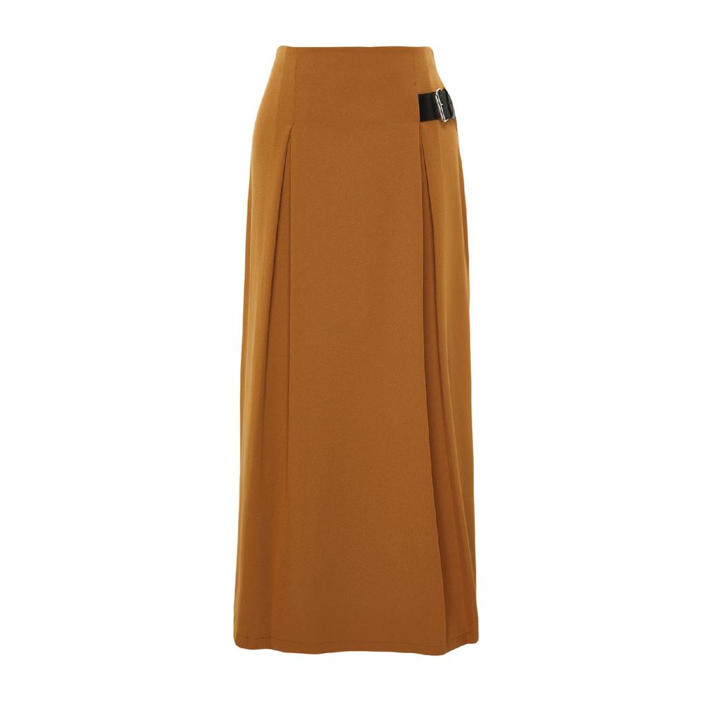 Navy Blue Belt Detailed Woven Skirt Tctaw24ee00014