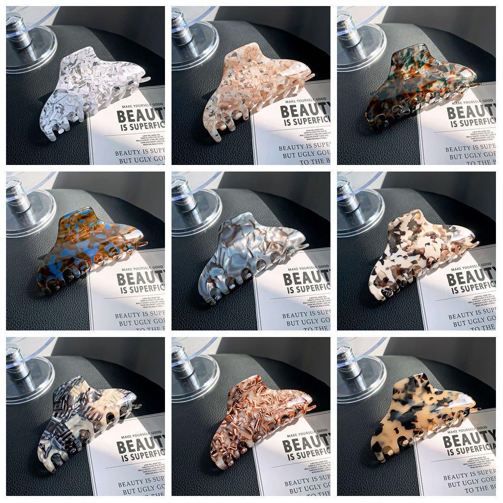 Hair Clip Fresh Acetate Hair Claw Solid Color Tortoiseshell Hair Claw Printing Shark Clip  Girls
