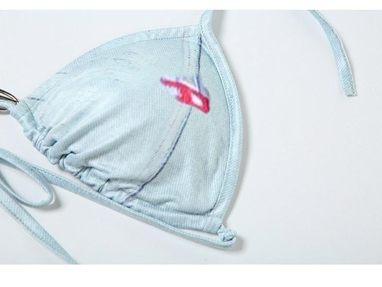 Korean Sexy Two-Piece Bikini Set with Triangle Wrap and Chest Pads for Hot Springs and Resorts