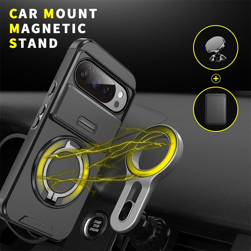 Armor Funda For Google Pixel 10 9 Pro XL 10Pro Magnetic Ring Bracket Case For Pixel 9A 8A 7 Pixel10 Pro Slide Lens Protect Cover