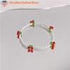 Summer Niche Fresh White Crystal Beaded Bracelet Hand-woven Stylish Simplicity Cherry Bracelet Jewelry Girls Party Gifts