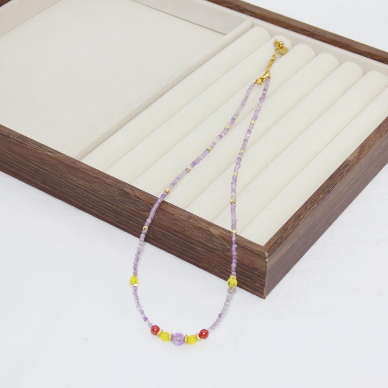 Vintage Amethyst Handmade Beaded Clavicle Necklace - Niche Design, Versatile Elegance