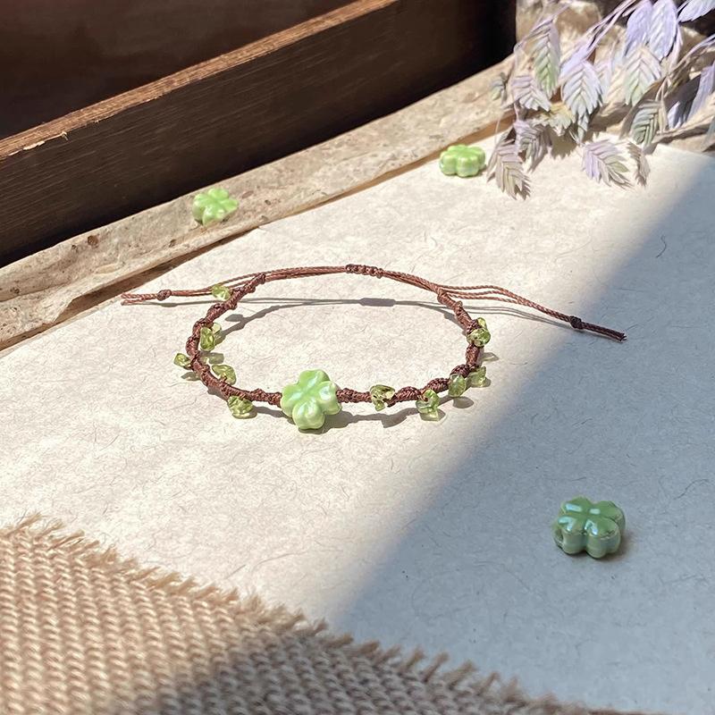 Vintage Four-Leaf Clover Lucky Hand-Woven Bracelet For Women Fine Fashion Party Jewelry Gifts