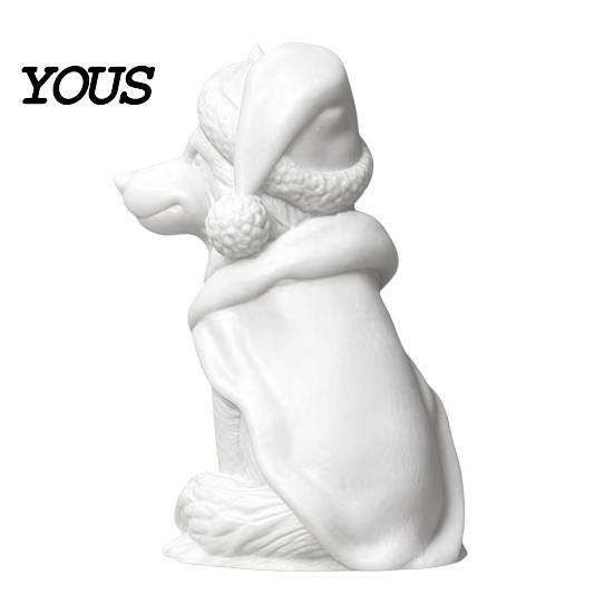 White Wolf Statue 3D Printed Figurine, Cute Christmas Animal with Santa Figurine Hat And Scarf for Tabletop, Mantel Shelf Home Office Decor