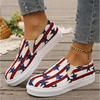 Printed Color Matching Casual Flat Couple Cloth Shoes Large Size Casual Comfortable Single Shoes Zapatos De Mujer