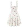 House French sweet floral print love pocket waist thin lace-up suspender mini dress