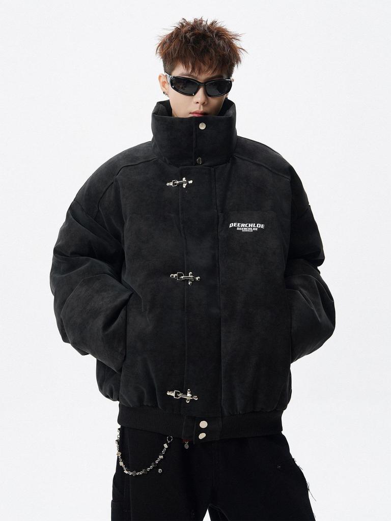 Unisex Retro Stehkragen Baumwoll Daunenjacke, Herbst/Winter High Street Stil, Locker und Vielseitig.