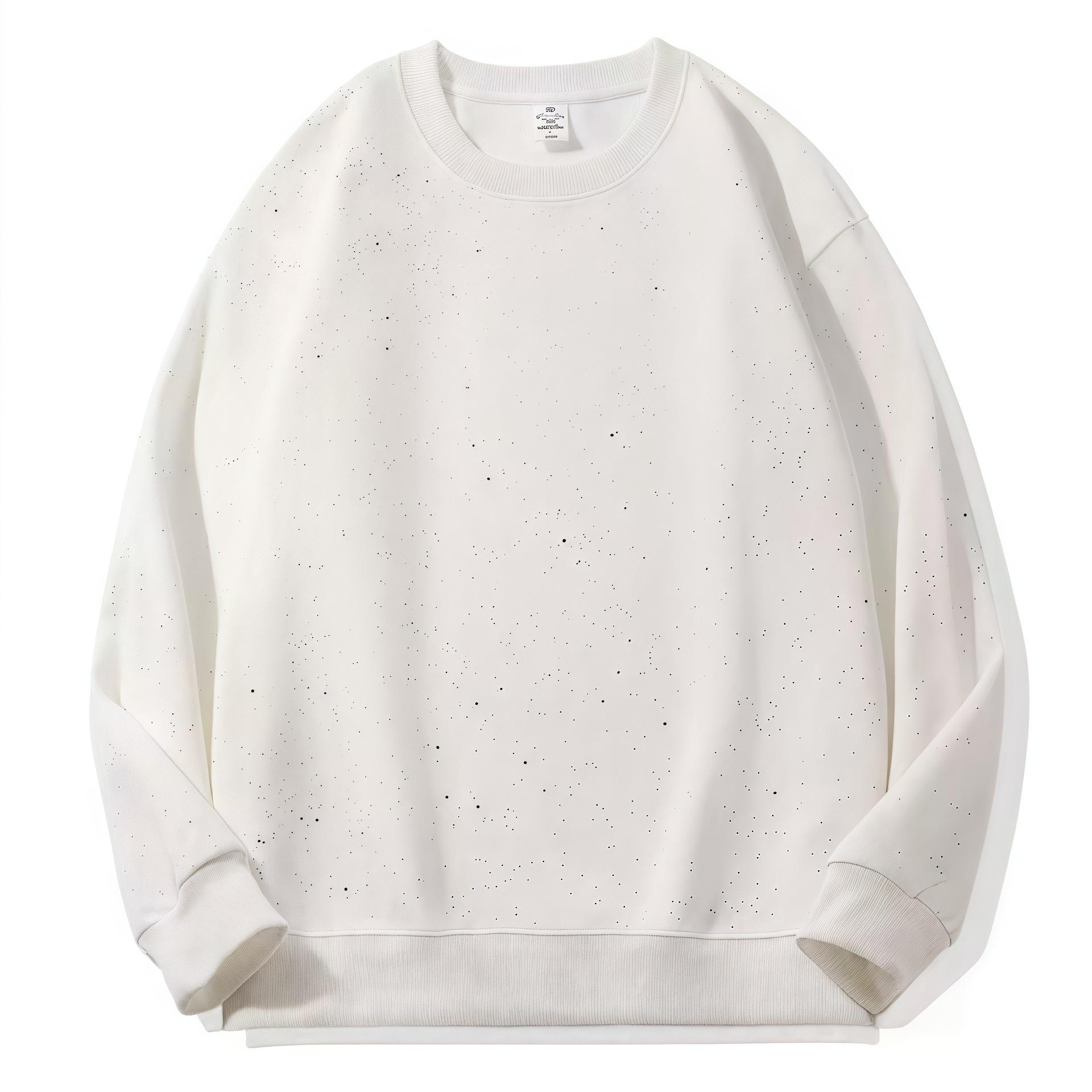 

Unisex Round Neck Cotton Hoodie with Starry Cow Design Medium (M) білий