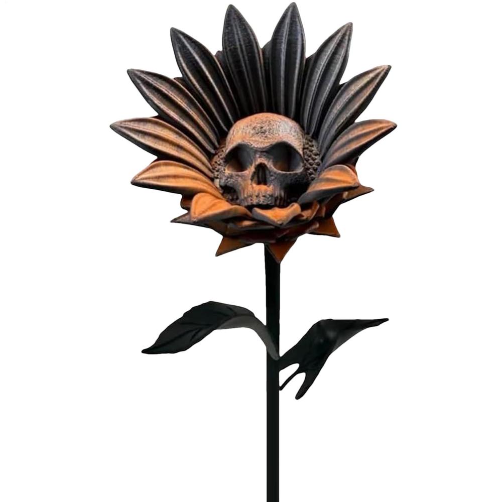 Halloween Skull Sunflower Halloween Sunflower Skulls Yard Signs Table Centerpieces Gothic for Farm Outdoor Pathway Vase