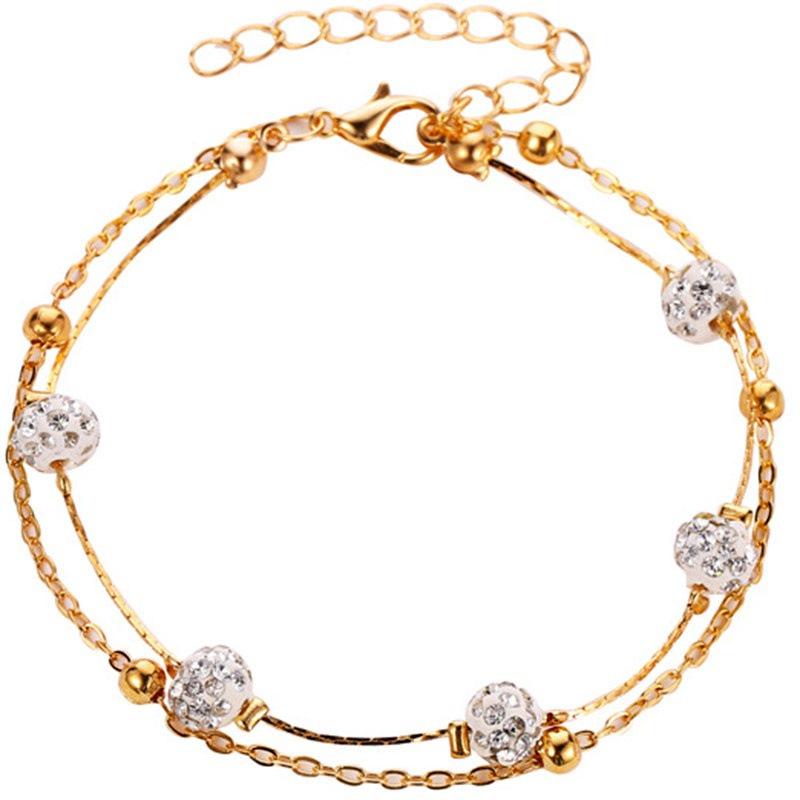 Bracelet Ankle Simple Women Overgild Color Anklet Foot Jewellery Chain Stone