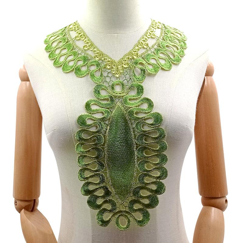 Color Heavy Industry Yarn-dyed Embroidered Collar, Gold Thread Embroidery, Large Fake Collar, Water-soluble Lace Collar, Hollow
