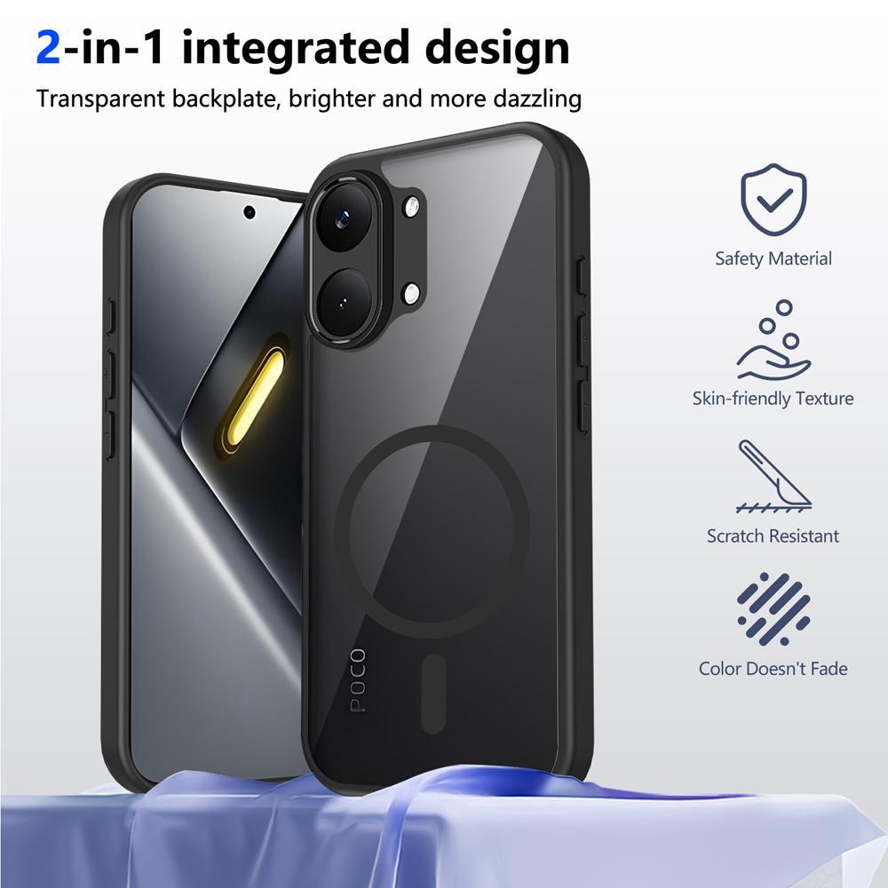 KEYSION Transparent Magnetic Phone Case for Xiaomi POCO X8 Pro Max Silicone+PC HD Clear Shockproof Back Cover for POCO X8 Pro