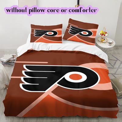 Ice Hockey Logo Pattern Bedding Quilt Set Quilt Cover Pillowcase Home Decoration Birthday Gift (1*duvet Cover+ 2*pillowcase, Without Core)