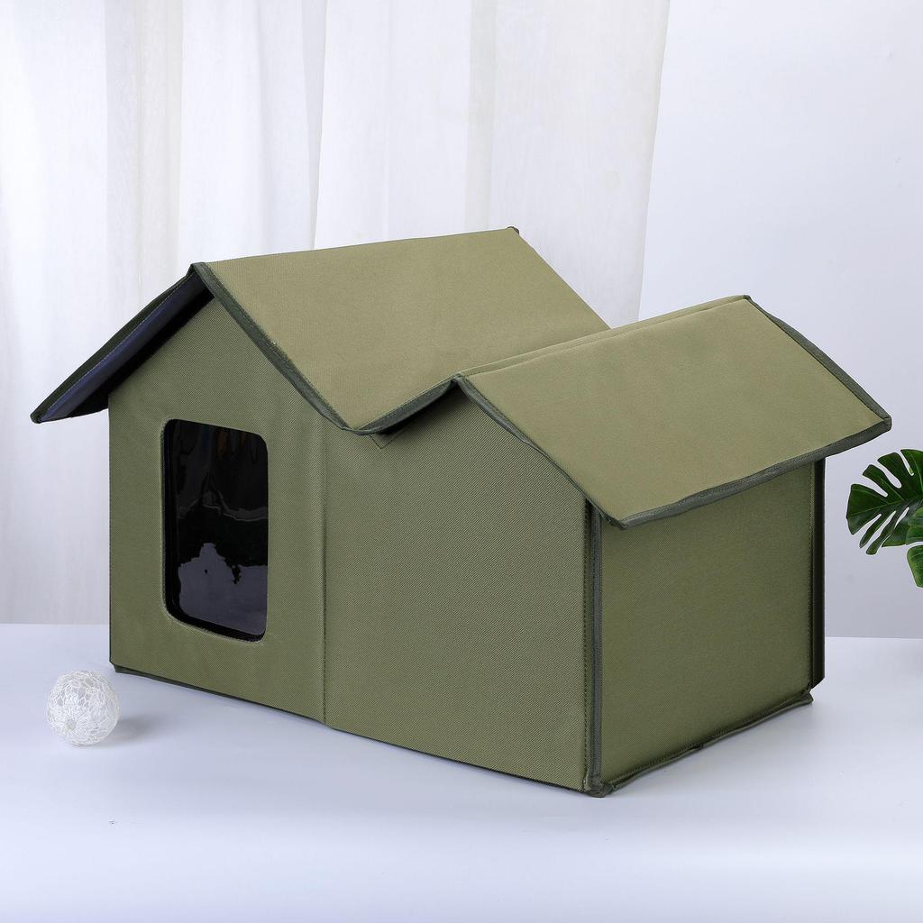 Waterproof Outdoor Cat House: Foldable, Removable, Washable, and Warm 4-Season Pet Villa Tent for Cats and Dogs.