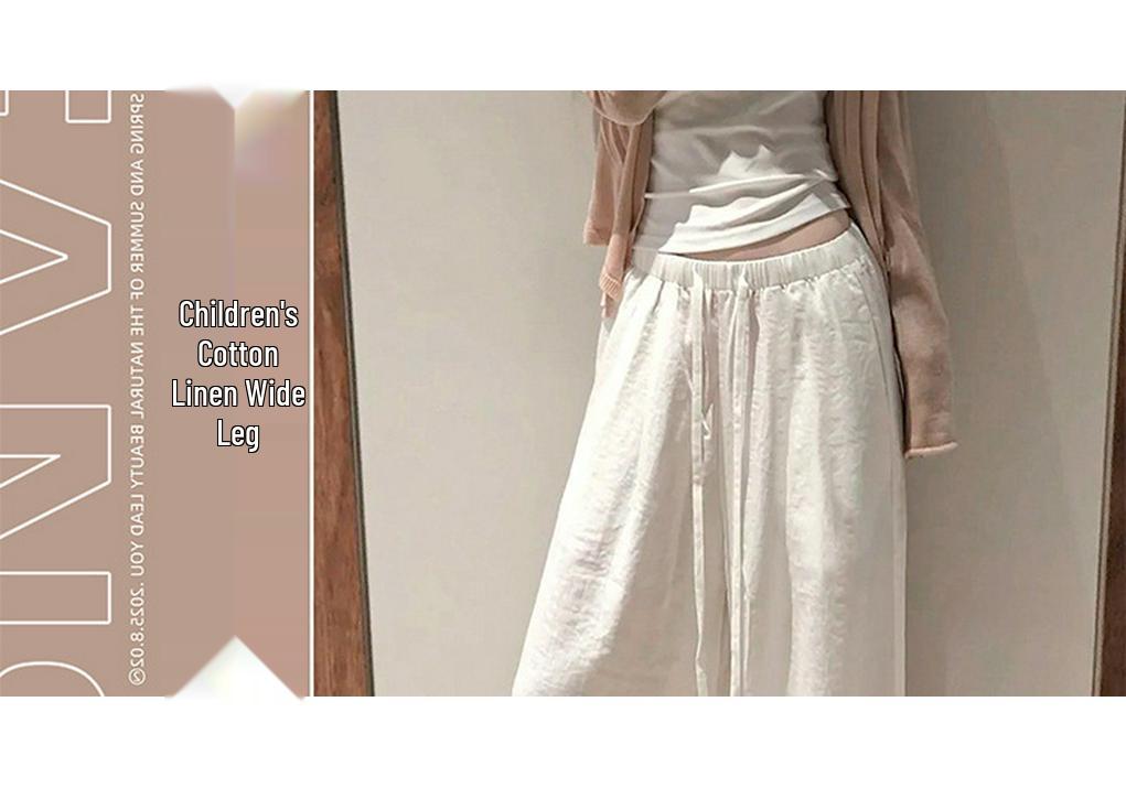Maternity High-Waisted Wide-Leg Linen Pants – Summer Ice Silk Sun Protection Style