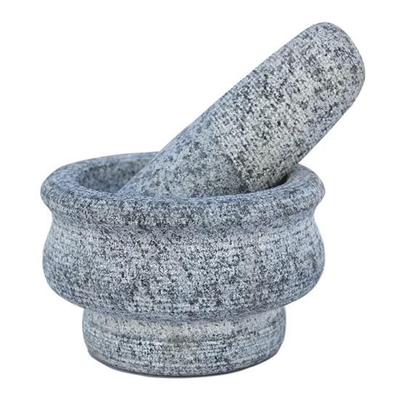 12.7 Cm Mortar and Pestle Set Stone for Spices, Okhli Masher, Khalbatta, Kharal, Mixer, Natural Traditional Grinder and Musal, Well Design for Kitchen