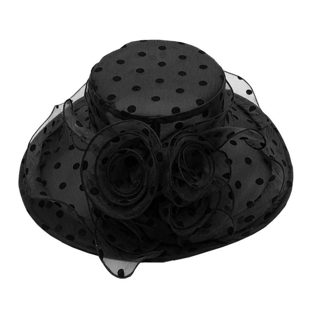 Elegante Grote Brede Rand Bruids Theekransje Bruiloft Hoed UV Bescherming Ademend Organza Hoed Mesh Bucket Hoed Dames