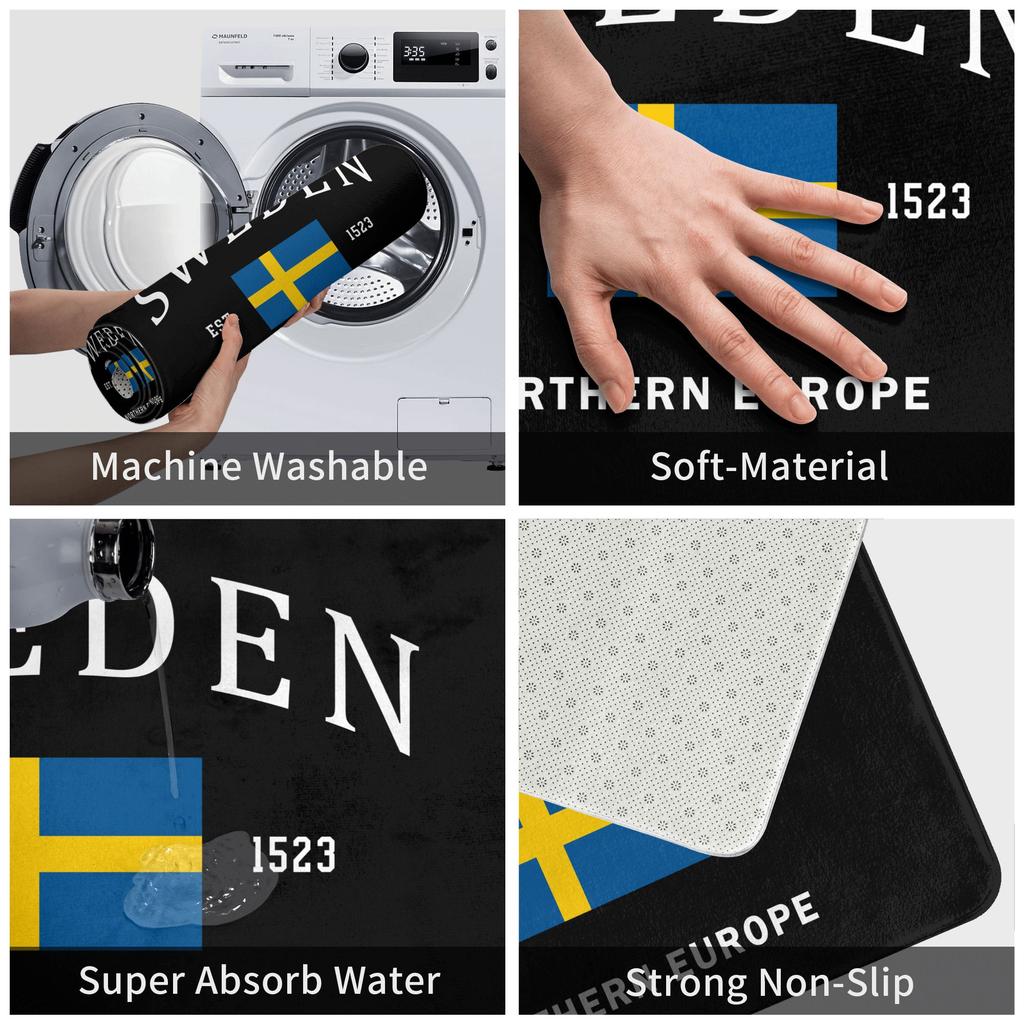 Schweden Fahne Fußmatte Rutschfest Badezimmer Küche Matte Garten Garage Tür Boden Eingang Teppich Teppich