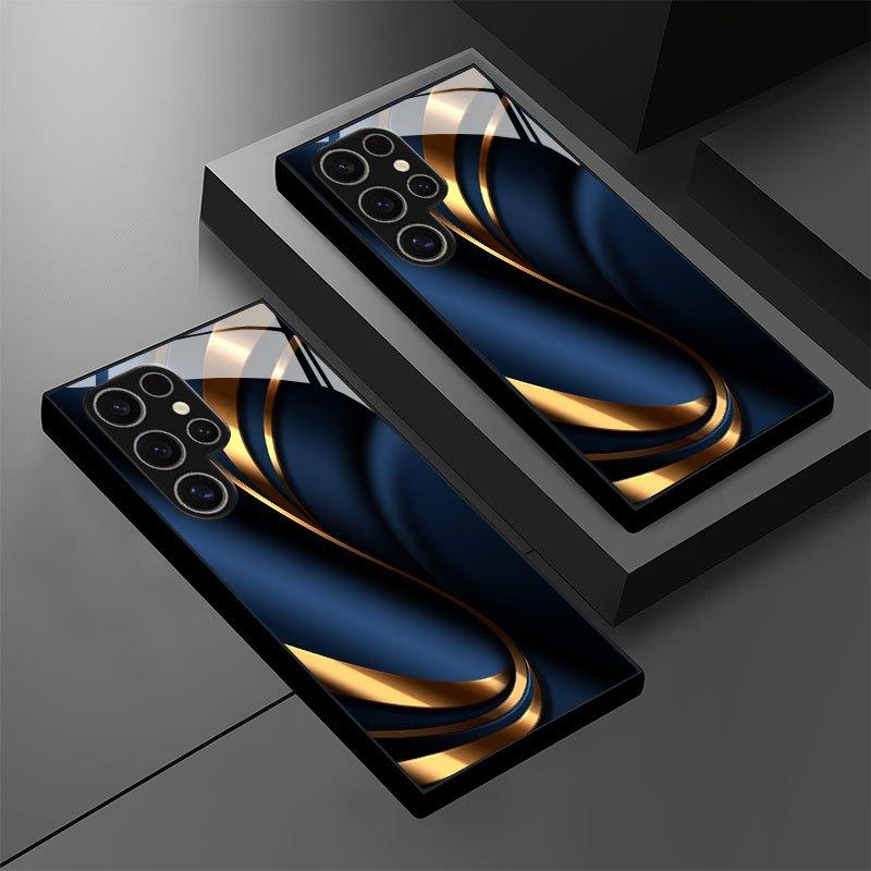 High-grade Golden Ribbon Pattern TPU Glass Phone case suitable for Samsung S26 S25 S24 S23 S22 S21 S20 and other models.