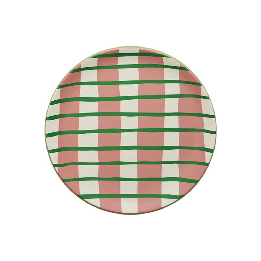 

Тарелки из натурального бамбукового волокна, столовая посуда, многоразовые небьющиеся тарелки с современным креативным узором 20cm