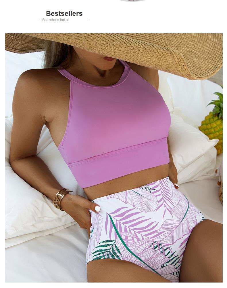 European & American High Waist Bikini - Solid Color, Tummy Covering, Sexy Swimwear