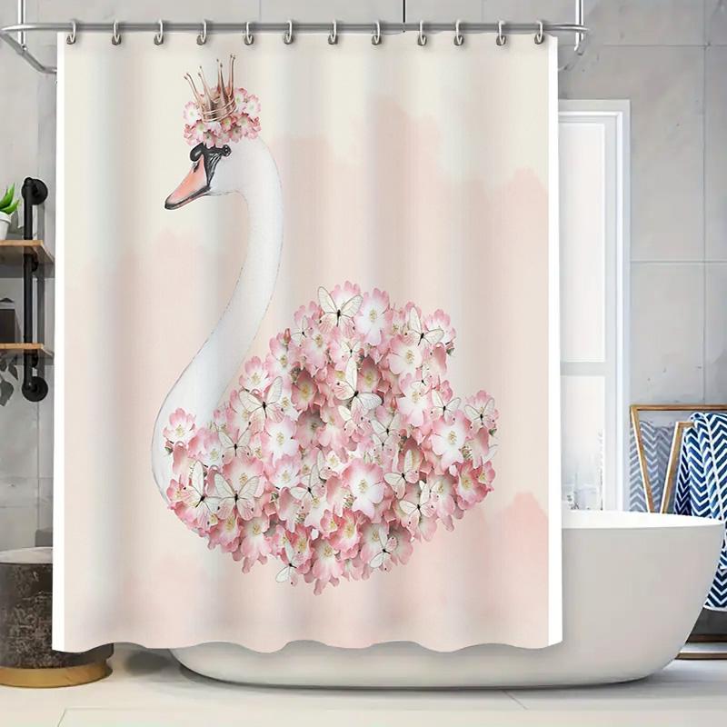 

Floral Shower Curtain Cherry Blossom Pattern Waterproof Bathroom Decor Japanese Style Modern Fabric Liner Vintage Aesthetic W60H190(CM)-1 Pcs