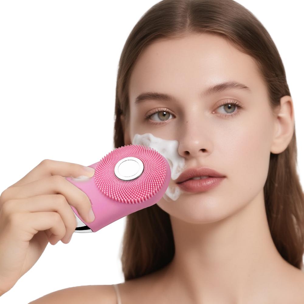 Silicone Waterproof Rechargeable Electric Face Wash Brush with Heating Modes Electric Facial Cleansing Brush Face Cleaner