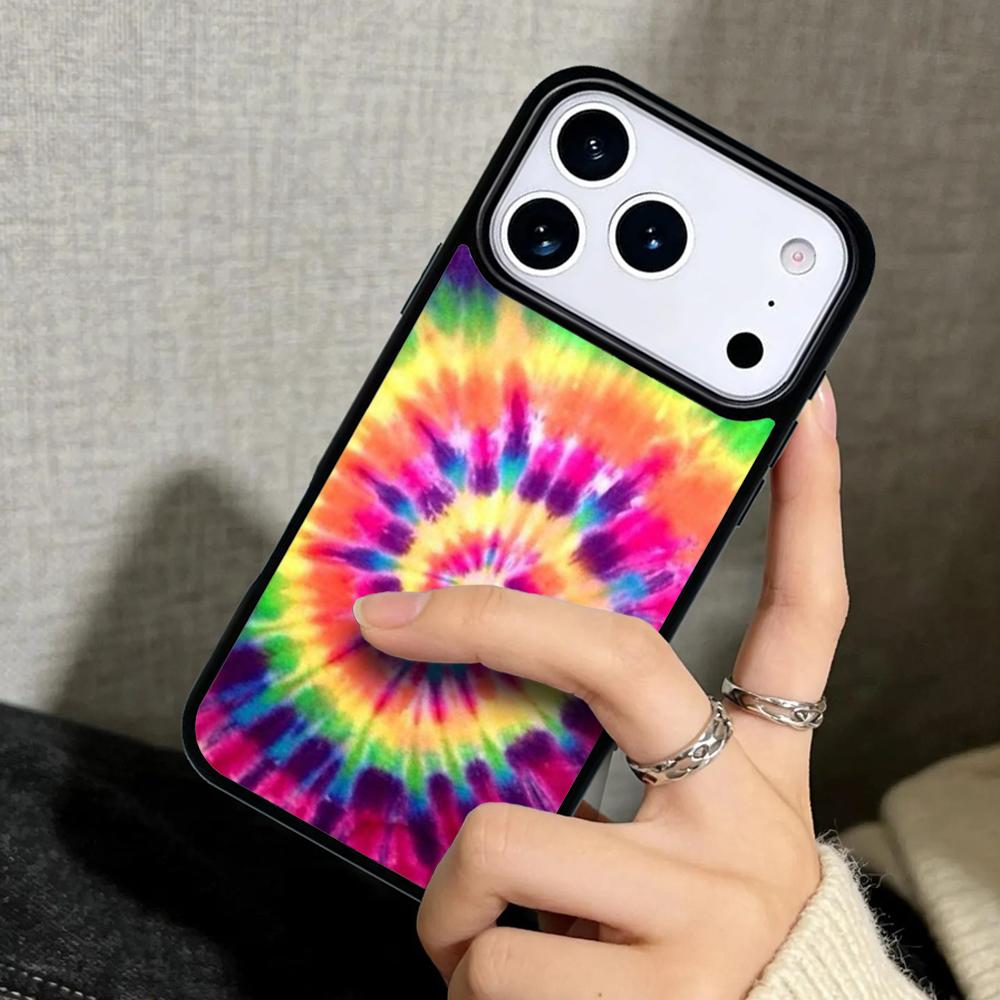 Capa Case for iPhone 17 Air 16 Pro Max 15 Plus 11 13 Mini 14 12 Back Phone Cover Tye Dye Tie Dye Art Poster Hippies