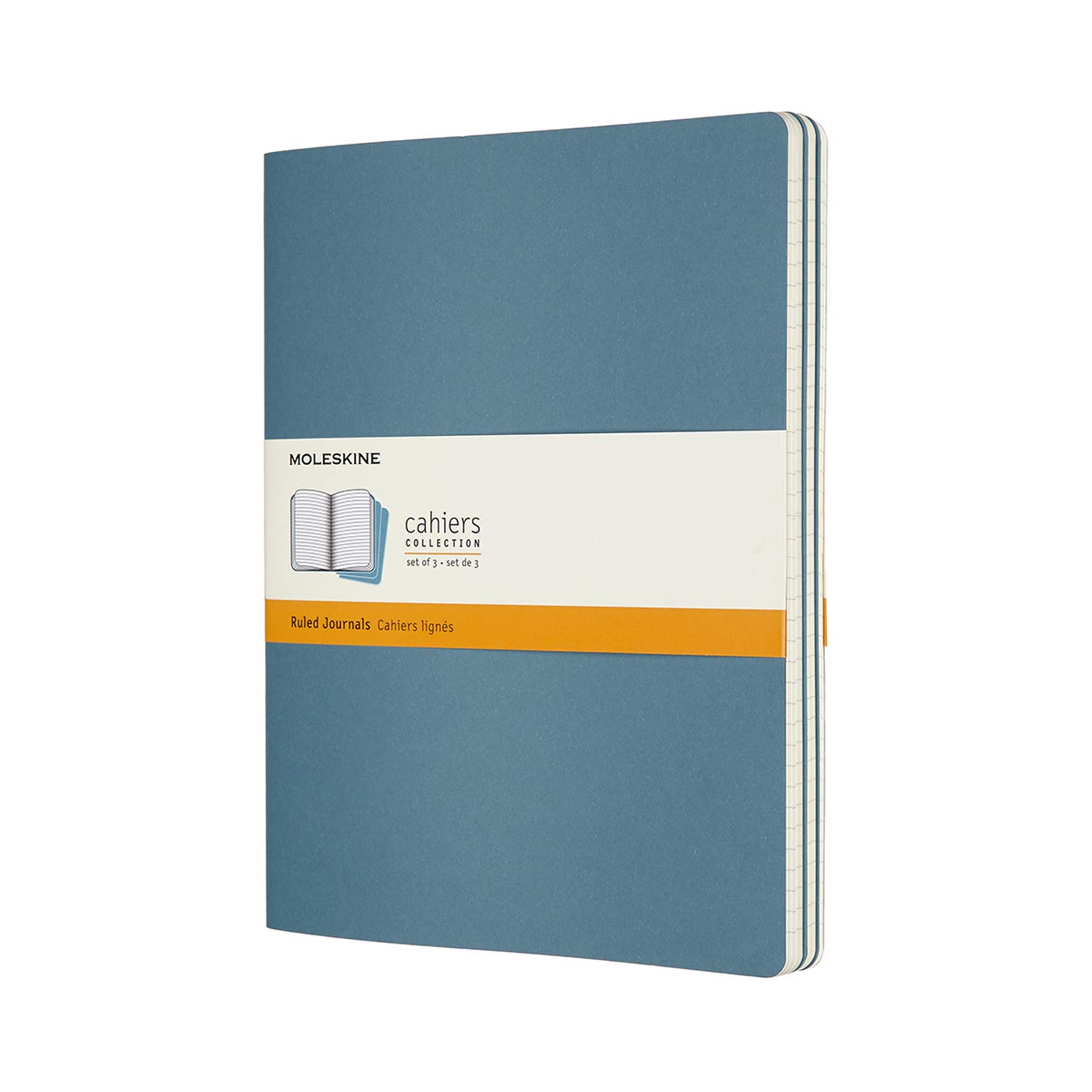 

Moleskine Notebook Cahier Journal Set of Horizontal Brisk Blue CH021B44 3, Lined, X-Large Size,