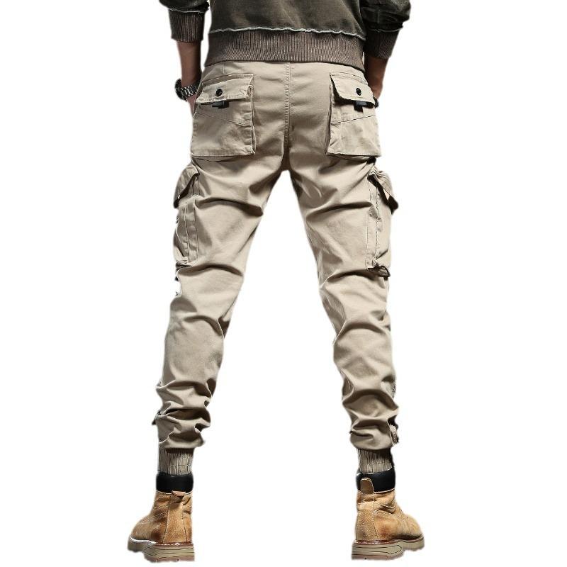 Black Khaki Autumn Plus Size Cargo Pants for Men Trousers Man Slim Multi Pocket Baggy Pants