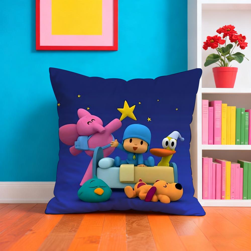 Cartoon Cute P-Pocoyo Pillow Case Plush Fabric Soft Double-Sided Printed Sofa Warm Winter Home Gift Cushion Cover