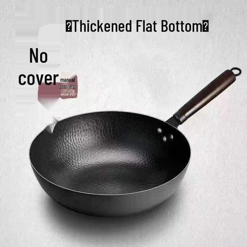 Zhangqiu Handmade Non-Stick Iron Wok, Flat-Bottom for Induction & Gas Cookers default